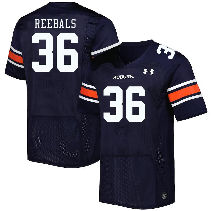 Men #36 Luke Reebals Auburn Tigers College Football Jerseys Stitched-Navy - Click Image to Close